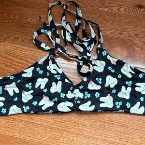 Black and White Bunny Print Bikini Top
